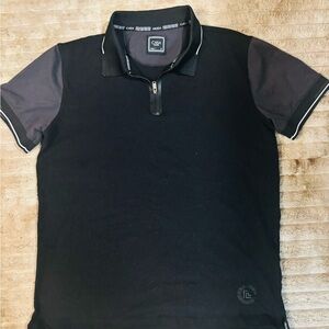 CASA Black Polo with Gray Sleeves and Zip Collar